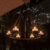 Hanging Solar Lights for Outdoor Garden, Tea Light Candle Holders with 8 pcs Solar Tea Lights