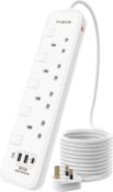 RRP £29.99 PARTH 5M Surge Protected Extension Lead with USB Slots - 5 metres Extra Long Cord