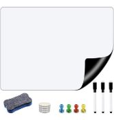 RRP £34 Set of 2 x Magnetic Whiteboard 40x80cm Self Adhesive Dry Wipe White Board with Markers and