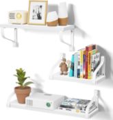 RRP £21.99 Love-KANKEI Rustic Shelves, Decorative Wall Shelf Set of 3, Floating Shelves