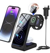 RRP £22.99 Feir Wireless Charger Fast 3-In-1 Charging Station Pop-Up Watch Charging Stand