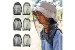 RRP £64 Set of 8 x 5-Pcs Midge Head Net Face Net Mesh Nylon Mosquito Head Net for Outdoor Hiking