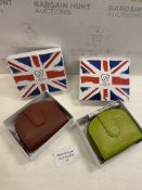 Set of 2 x J.Wilson London Ladies RFID Protection Real Leather Purse Card Women Wallet Zip Coin