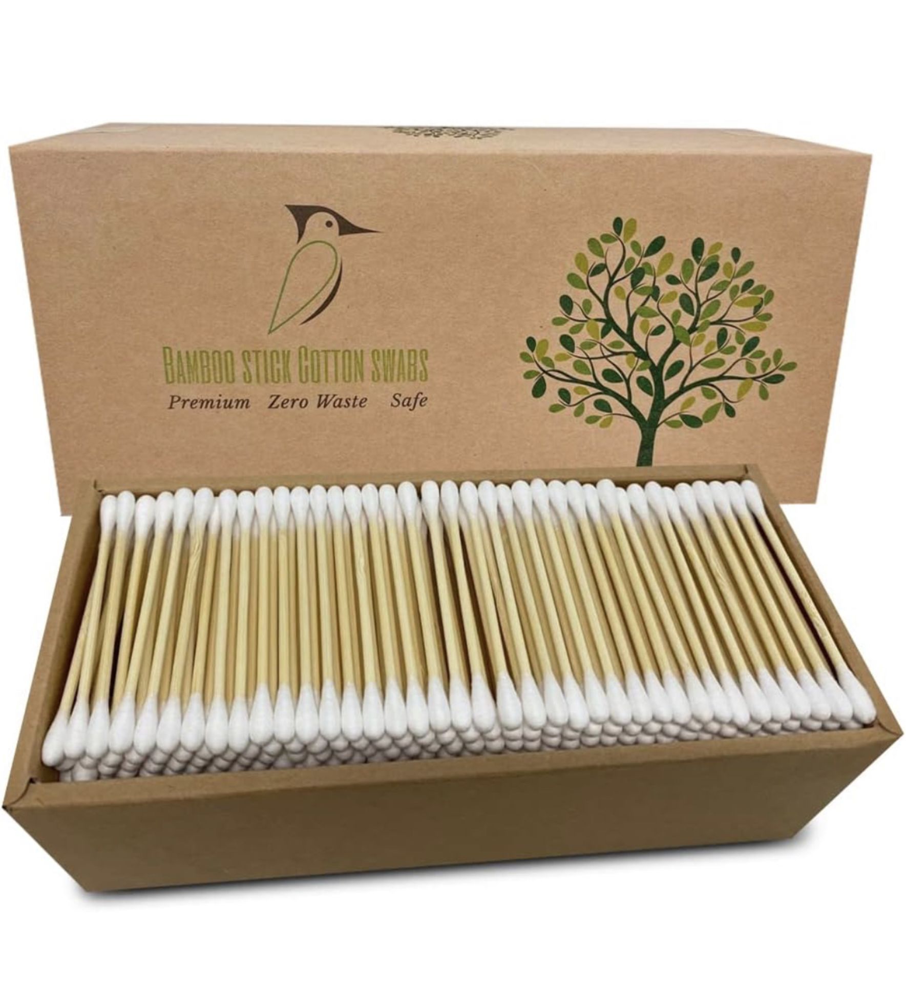 RRP £48 Set of 6 x Beautiful Mind Natural Bamboo Cotton Buds - Packs of 500 - Two Tip Buds