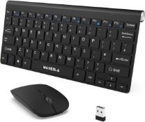 RRP £40 Set of 2 x Maxesla Wireless Keyboard and Mouse Set UK, 2.4Ghz Cordless Slim Wireless Mouse