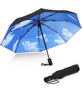 RRP £19.99 Jiguoor Folding Umbrella Windproof Compact Travel Auto Open/ Close Large Umbrella