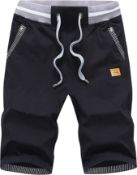 RRP £24.99 HCSS Mens Shorts Casual Summer Chino Shorts with Elastic Waist and Big Pockets, 2XL