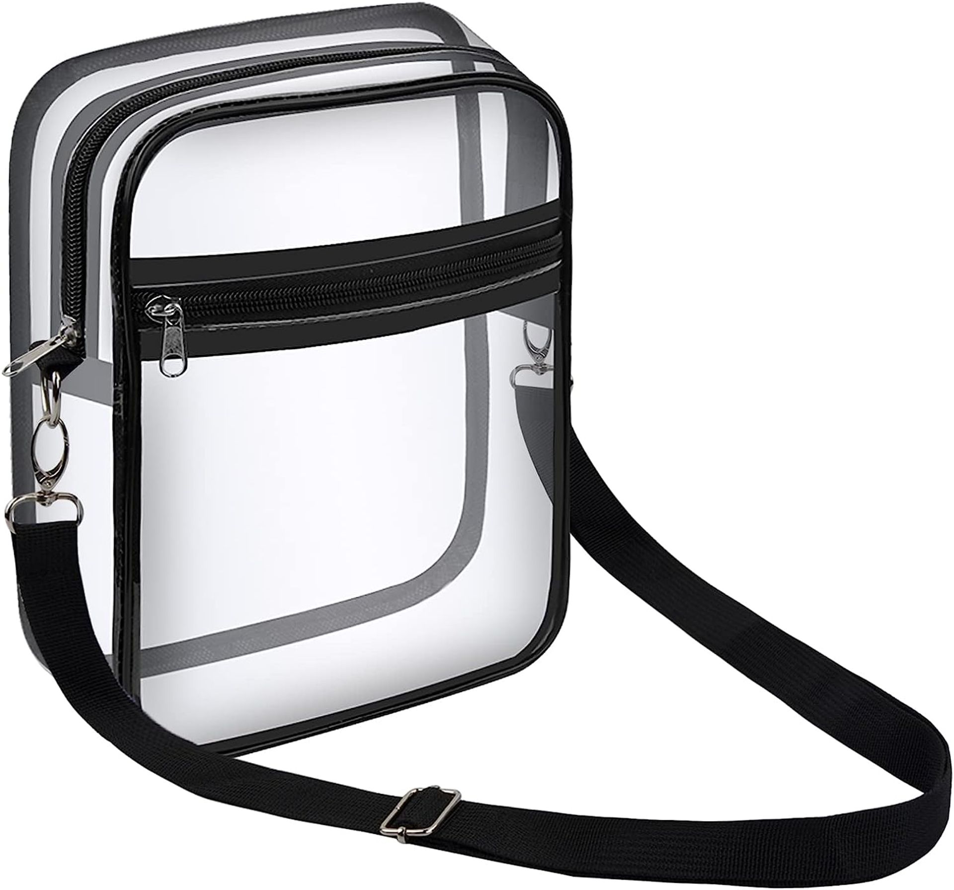 RRP £20 Set of 2 x Travel Bag for Toiletries Clear Makeup Ladies Shoulder Bag Adjustable Strap