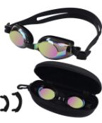 Set of 2 x Bezzee Pro Black Kids Swimming Goggles UV Protection & Anti Fog Goggles