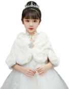 Set of 2 x Icegrey Girls Princess Faux Fur Wraps Shawl Kids Bolero Cardigan Dress Coat Wedding Party