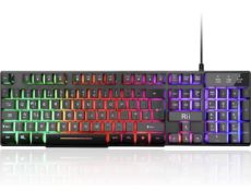 RRP £30 Set of 2 x Rii Gaming Keyboard RK100 Plus Rainbow LED Backlit Keyboard Mechanical Feeling