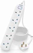 RRP £16.99 PARTH 2M Cable Extension Lead 5 Way Switched Protect Extension Plug