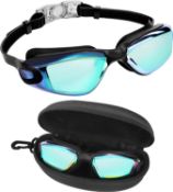 BEZZEE PRO Swimming Goggles - UV Protection & Anti Fog Swim Goggles with Storage Case - No Leaking &