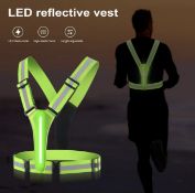 RRP £26 Set of 2 x Wallfid LED Hi Viz Running Vest High Visibility Reflective Gear LED Rechargeable