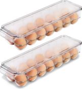 RRP £36 Set of 3 x 2-Pack Kichly Egg Container For Refrigerator - 14 Egg Container With Lid &