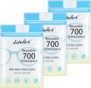 RRP £63 Set of 7 x 3 Pack LifeArt Anti-Fog Wipe, Eyeglasses Cleaning Cloths, Cleaning Wipe for
