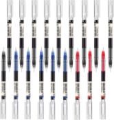 RRP £40 Set of 5 x 10-Pack Rollerball Pens Ballpoint Pens Handwriting Black, Blue and Red Gel Pens