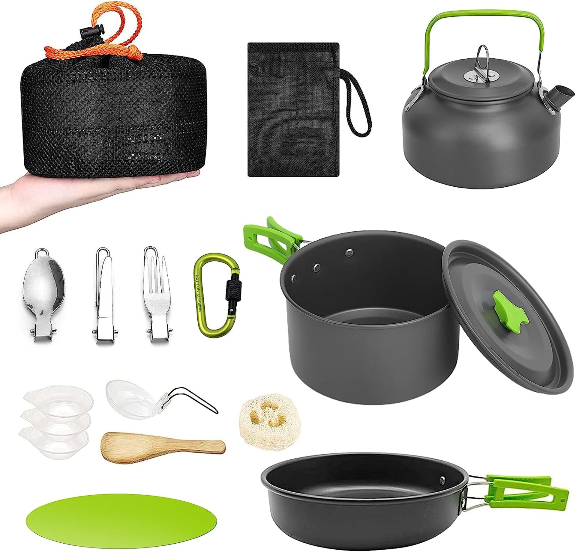 RRP £37.99 SHINROAD 16Pcs Camping Cookware Kit, Lightweight Camping Accessories, Professional