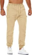 NITAGUT Men's Casual Cargo Pants Joggers Sports Cotton Trousers with Pockets, X-Large