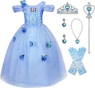 RRP £27.99 Hamanasu Girls Cinderella Dress Princess Costume Butterfly Party Dress, 5-6 Years