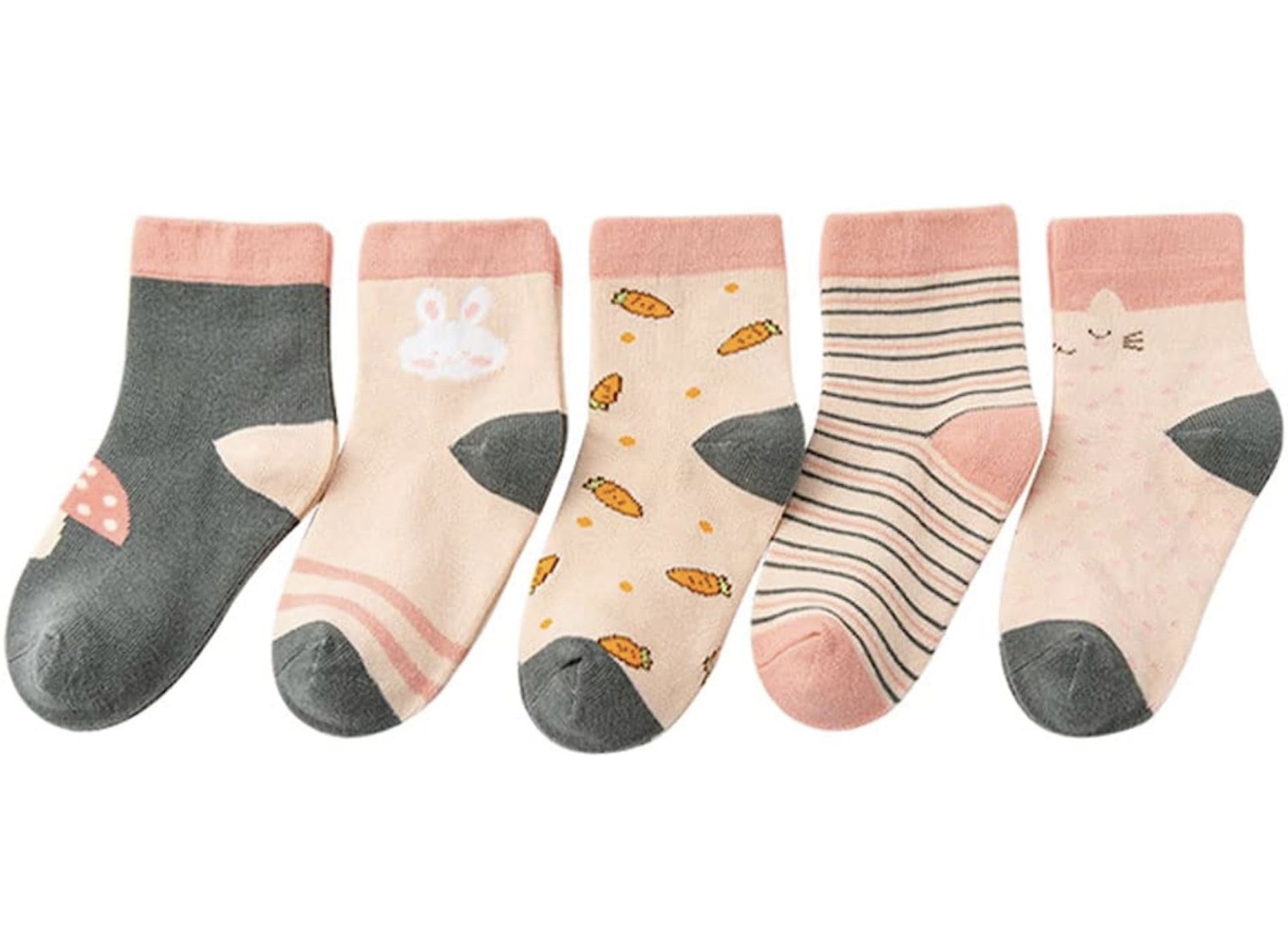 RRP £24 Set of 3 x 5-Pack Kids Socks Soft 100% Cotton Cute Striped Novelty Multipack, 5-8 Years
