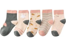 RRP £24 Set of 3 x 5-Pack Kids Socks Soft 100% Cotton Cute Striped Novelty Multipack, 5-8 Years