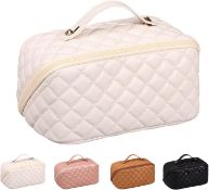 RRP £36 Set of 3 x Large Capacity Make Up Bag Travel Cosmetic Bag for Women, PU Layered Makeup