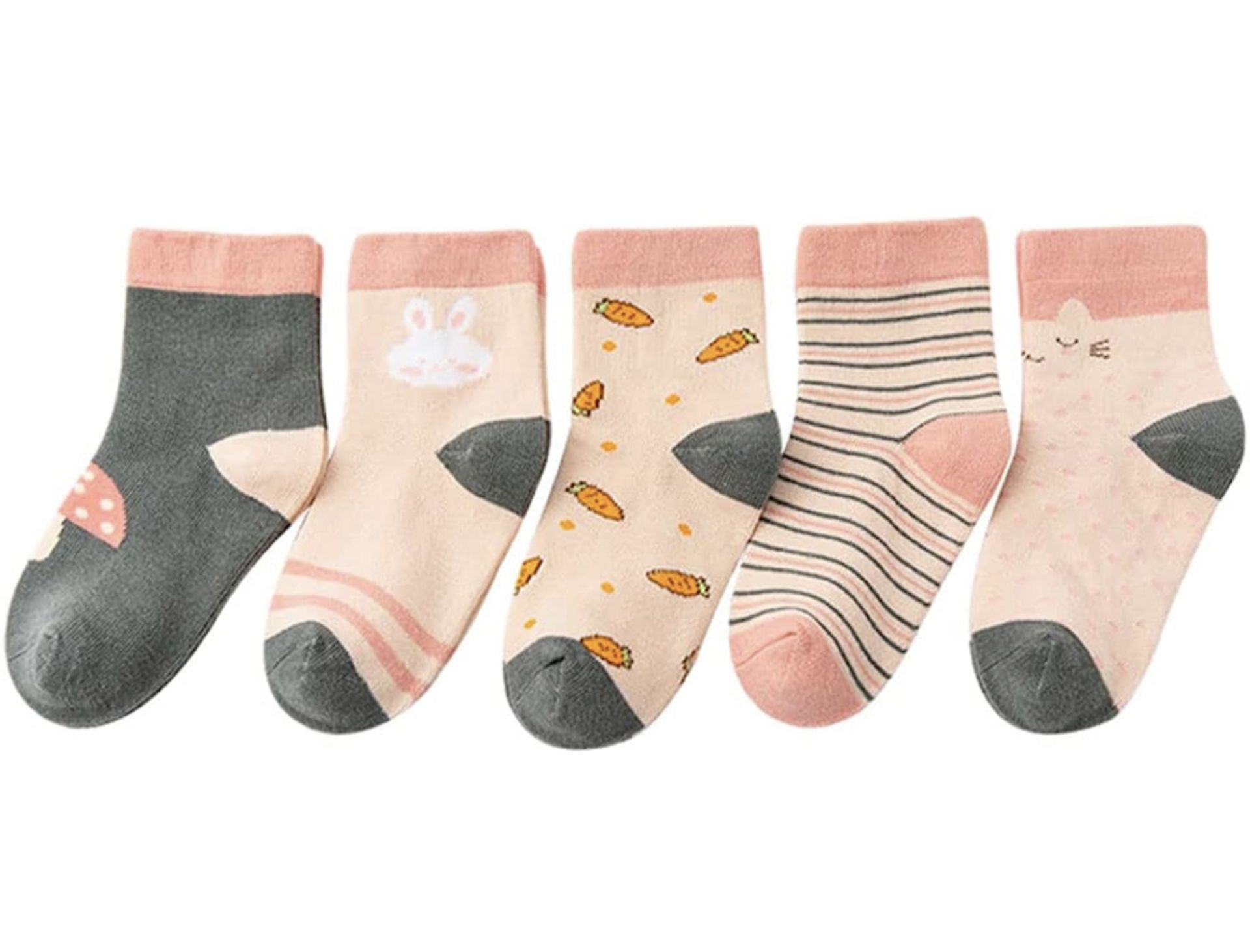 RRP £24 Set of 3 x 5-Pack Kids Socks Soft 100% Cotton Cute Striped Novelty Multipack, 5-8 Years