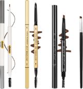 RRP £48 Set of 4 x 3 Different Eyebrow Pencils, Creates Natural Looking Brows Easily, 3-in-1:Eyebrow