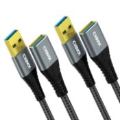 RRP £48 Set of 4 x CVAVOT USB Extension Cable, (2 PACK 6.6FT+6.6FT?USB 3.0 Extension Cable USB Cable