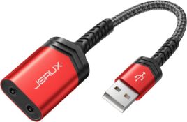 RRP £48 Set of 6 x USB Sound Card, JSAUX USB to 3.5mm Jack Audio Adapter External Stereo USB Audio