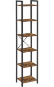 RRP £59.99 Vasagle 6-Tier Bookshelf Bookcase Shelving Unit 30x40x187cm Industrial Rustic Brown and