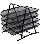 Zuvo Mesh Desk Organiser 4-Tier Letter Tray Organiser