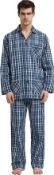 RRP £29.99 Global Mens Pajamas Set, 100% Cotton Woven Drawstring Sleepwear Set, XXL