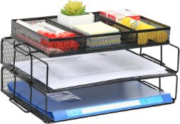 RRP £22.99 EasyPAG 2 Tier A4 Mesh in Trays Stackable Office Desk Tidy File Holder Magazine Storage