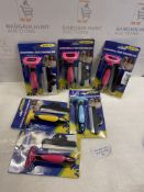 RRP £72 Set of 6 x Professional Deshedding Tool and Pet Grooming Brush