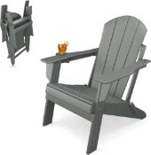 RRP £189.99 Sleek Space Adirondack Folding Chair for Garden, Patio or Deck - Arm Rests and Cup