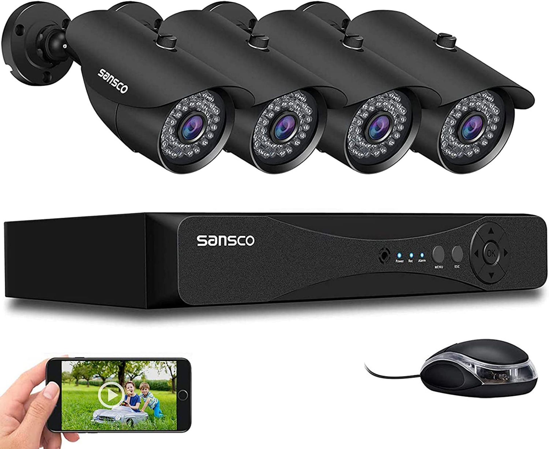 RRP £159.99 [TRUE 1080p HD] SANSCO 8 Channel DVR CCTV Security Camera System with (4) 2MP Super HD
