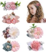 RRP £140 Set of 10 x 6-Pieces Flower Hair Clip For Girls Floral Hair Accessories for Baby Toddlers