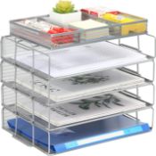 RRP £28.99 EasyPAG 4 Tier A4 Mesh in Trays Stackable Office Desk Tidy File Holder Magazine Storage