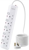 RRP £18.99 Parth 3M Surge Protected Extension Lead with Switches 5 Way