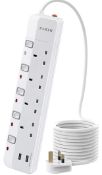 RRP £21.99 Surge Protected Extension Lead with 2 USB Slots 3M Extension