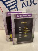 RRP £34 Set of 2 x Invero Retro Style Peg Message Memo Board