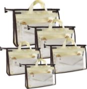 JC-Houser 5 Sizes Clear Handbag Storage Organizer with Cozy Handle and Smooth Zipper, Anti-dust
