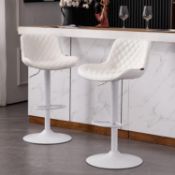 RRP £209.99 YOUTASTE Breakfast Bar Stool Set of 2 Adjustable PU Leather Padded Bar Chair with Back
