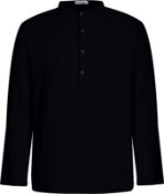 RRP £19.99 YAOBAOLE Mens Button Up Beach Shirt Casual T-Shirt Mens Long Sleeve Henley Shirts Black