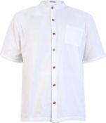 RRP £17.99 YAOBAOLE Mens Summer Linen Shirts Short Sleeve Casual Beach Shirt, XXL