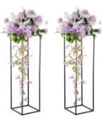 RRP £59.99 Flower Stand Wedding Centerpieces 2-Pieces Black Column Vases with Metal Panel Inweder