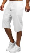 RRP £19.99 YAOBAOLE Men's Loose Cotton Linen Shorts 3/4 Summer Casual Casual Long Shorts with