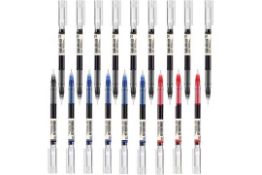 RRP £40 Set of 5 x 10-Pack Rollerball Pens Ballpoint Pens Handwriting Black, Blue and Red Gel Pens